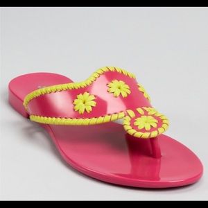 Pink and green size 6 Jack Rogers jelly sandals